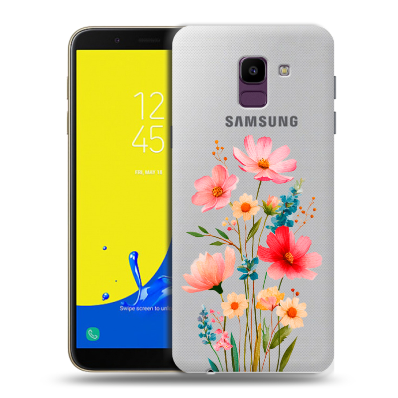 Пластиковый чехол на Samsung Galaxy J6 с принтом Цветы Пластиковый чехол на Samsung Galaxy J6 с принтом Цветы