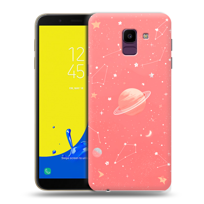 Силиконовый чехол на Samsung Galaxy J6 с принтом Розовый космос Силиконовый чехол на Samsung Galaxy J6 с принтом Розовый космос