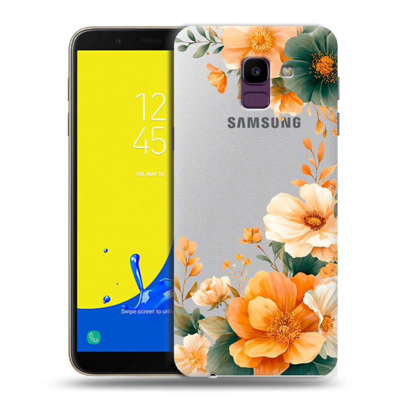 Силиконовый чехол на Samsung Galaxy J6 с принтом Цветы принт Силиконовый чехол на Samsung Galaxy J6 с принтом Цветы принт