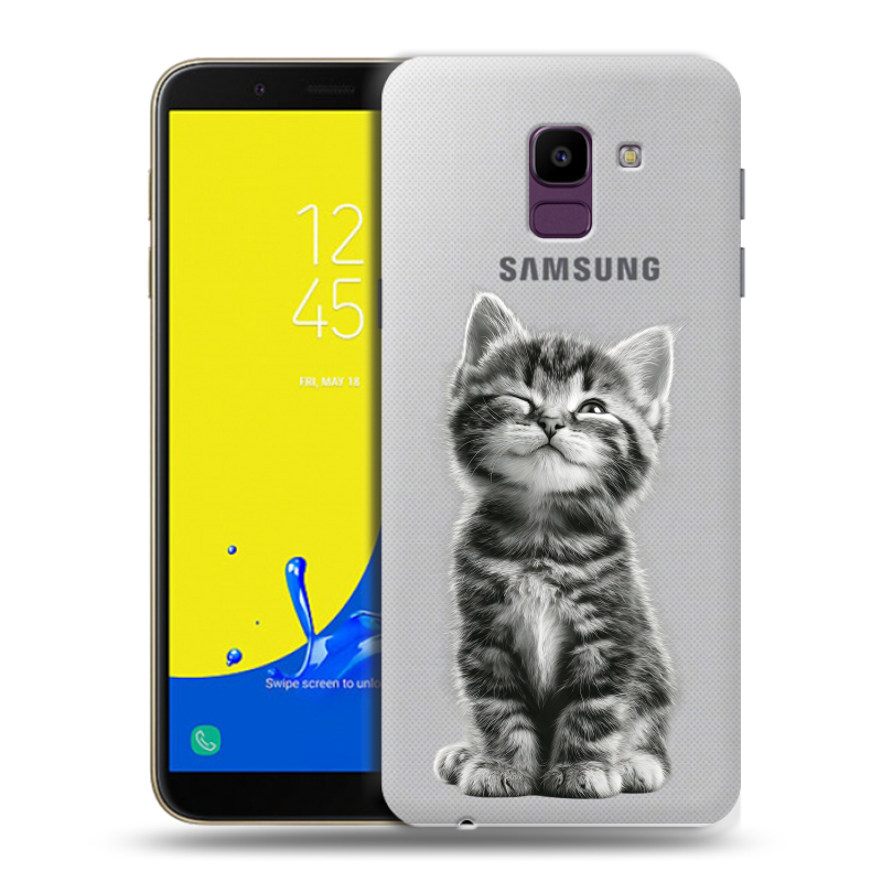 Силиконовый чехол на Samsung Galaxy J6 с принтом Котенок Силиконовый чехол на Samsung Galaxy J6 с принтом Котенок