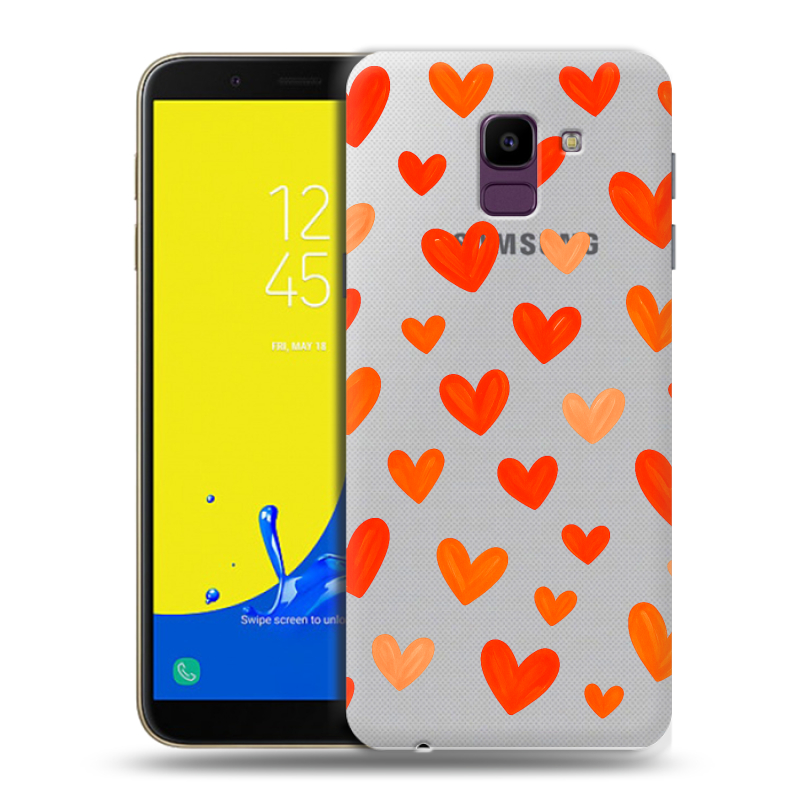 Силиконовый чехол на Samsung Galaxy J6 с принтом Сердечки Силиконовый чехол на Samsung Galaxy J6 с принтом Сердечки