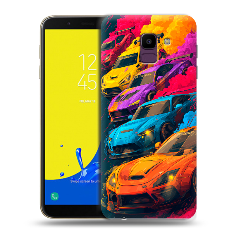 Силиконовый чехол на Samsung Galaxy J6 с принтом Тачки Силиконовый чехол на Samsung Galaxy J6 с принтом Тачки