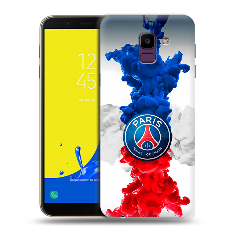 Пластиковый чехол на Samsung Galaxy J6 с принтом PSG ПСЖ Пластиковый чехол на Samsung Galaxy J6 с принтом PSG ПСЖ