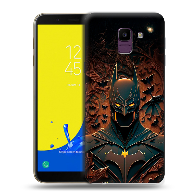 Пластиковый чехол на Samsung Galaxy J6 с принтом Batman Бэтмен Пластиковый чехол на Samsung Galaxy J6 с принтом Batman Бэтмен