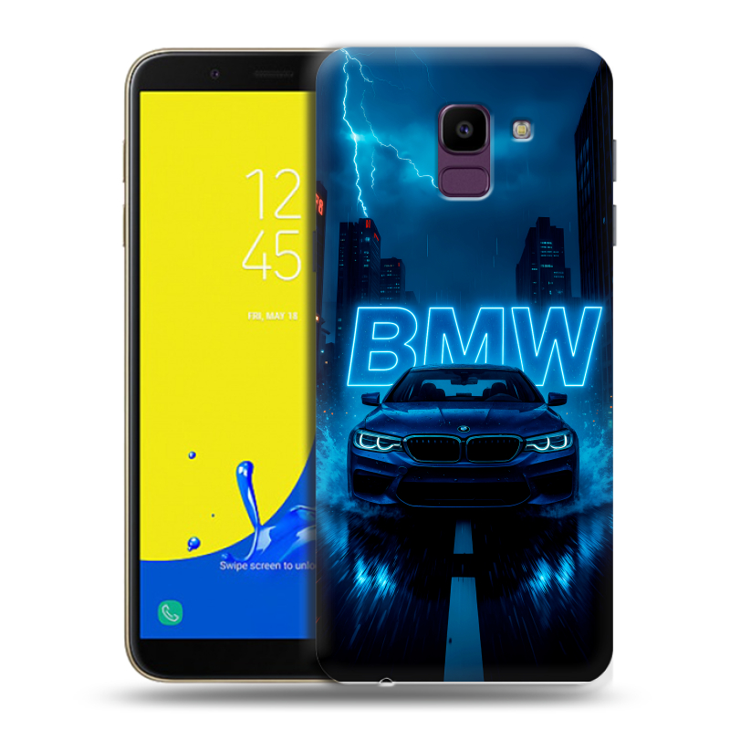 Пластиковый чехол на Samsung Galaxy J6 с принтом BMW БМВ Пластиковый чехол на Samsung Galaxy J6 с принтом BMW БМВ