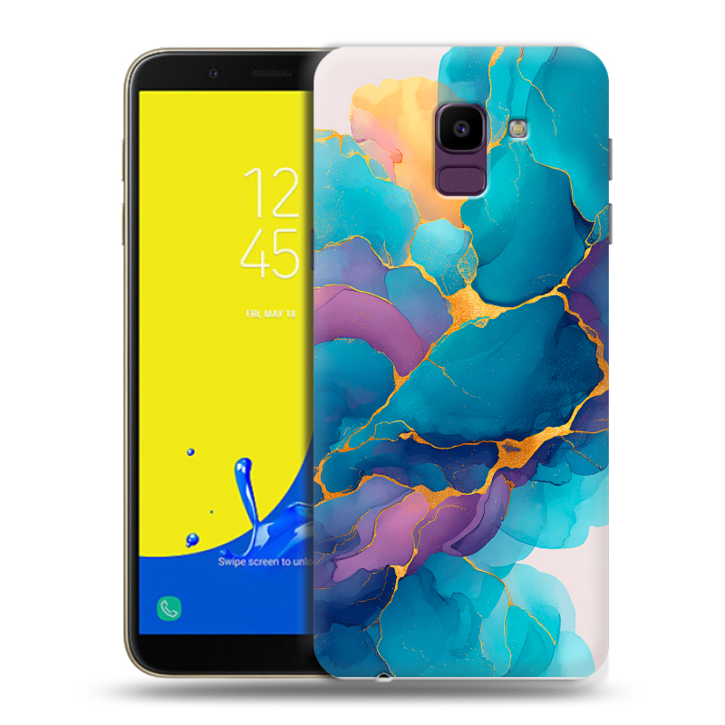 Силиконовый чехол на Samsung Galaxy J6 с принтом Мрамор блестки Силиконовый чехол на Samsung Galaxy J6 с принтом Мрамор блестки