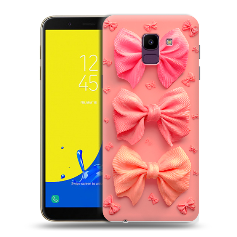 Силиконовый чехол на Samsung Galaxy J6 с принтом Розовые бантики Силиконовый чехол на Samsung Galaxy J6 с принтом Розовые бантики