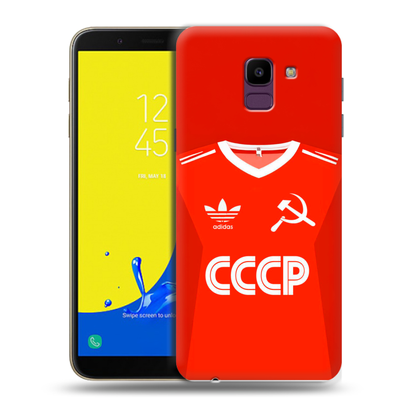 Пластиковый чехол на Samsung Galaxy J6 с принтом Флаг Герб СССР Пластиковый чехол на Samsung Galaxy J6 с принтом Флаг Герб СССР