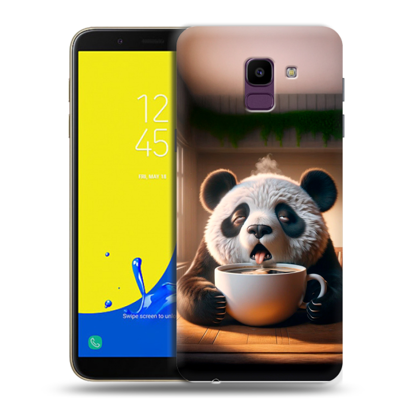 Пластиковый чехол на Samsung Galaxy J6 с принтом смешная панда Пластиковый чехол на Samsung Galaxy J6 с принтом смешная панда