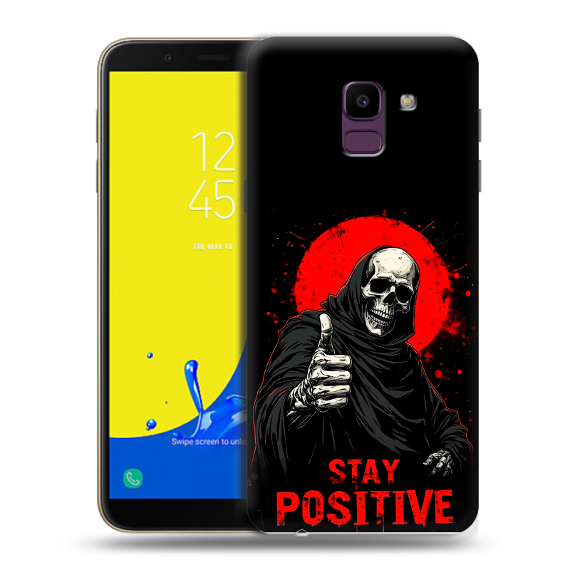 Пластиковый чехол на Samsung Galaxy J6 с принтом смешной скелет Пластиковый чехол на Samsung Galaxy J6 с принтом смешной скелет