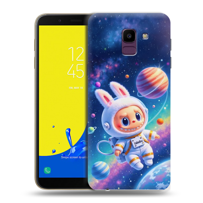Пластиковый чехол на Samsung Galaxy J6 с принтом Labubu Лабубу Пластиковый чехол на Samsung Galaxy J6 с принтом Labubu Лабубу