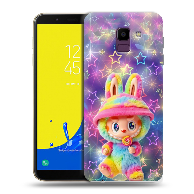 Пластиковый чехол на Samsung Galaxy J6 с принтом Labubu Лабубу Пластиковый чехол на Samsung Galaxy J6 с принтом Labubu Лабубу