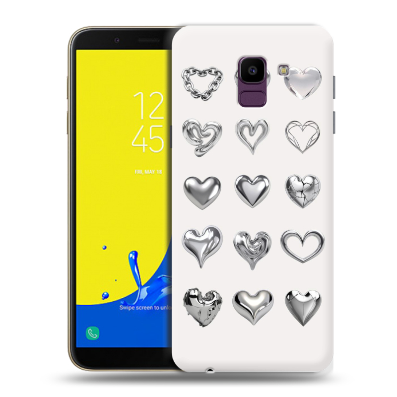 Силиконовый чехол на Samsung Galaxy J6 с принтом Y2K сердечки Силиконовый чехол на Samsung Galaxy J6 с принтом Y2K сердечки