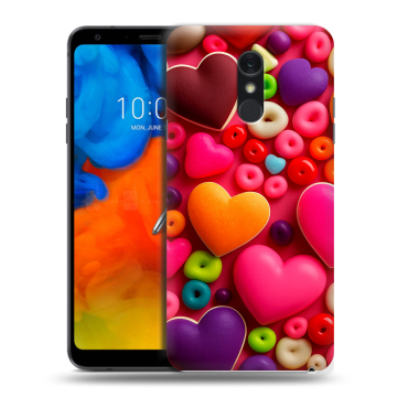 Пластиковый чехол на LG Q Stylus с принтом Сердечки