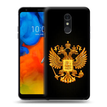 Пластиковый чехол на LG Q Stylus с принтом Герб России желтый
