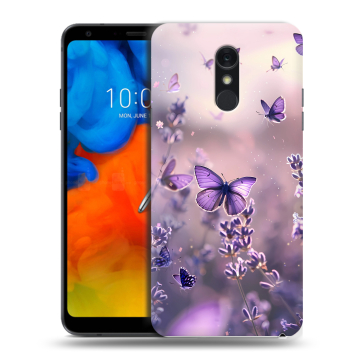 Пластиковый чехол на LG Q Stylus с принтом бабочки и лаванда