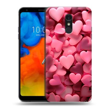 Пластиковый чехол на LG Q Stylus с принтом розовые сердечки