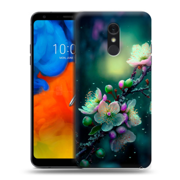 Пластиковый чехол на LG Q Stylus с принтом Цветы и мрамор