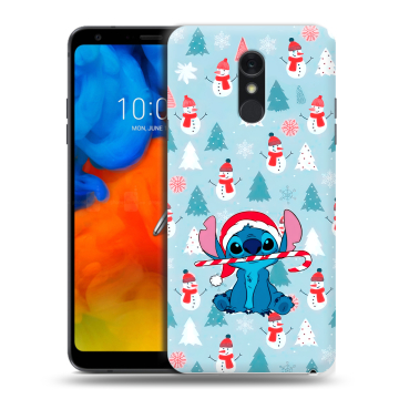 Пластиковый чехол на LG Q Stylus с принтом Стич Новый год