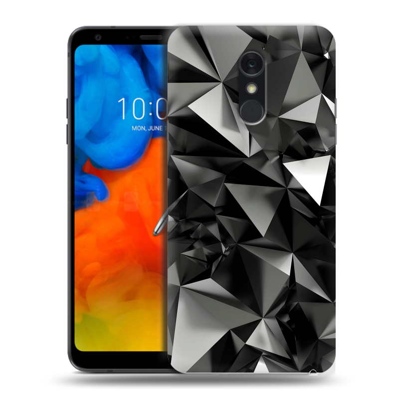 Пластиковый чехол на LG Q Stylus с принтом Черные кристаллы Пластиковый чехол на LG Q Stylus с принтом Черные кристаллы
