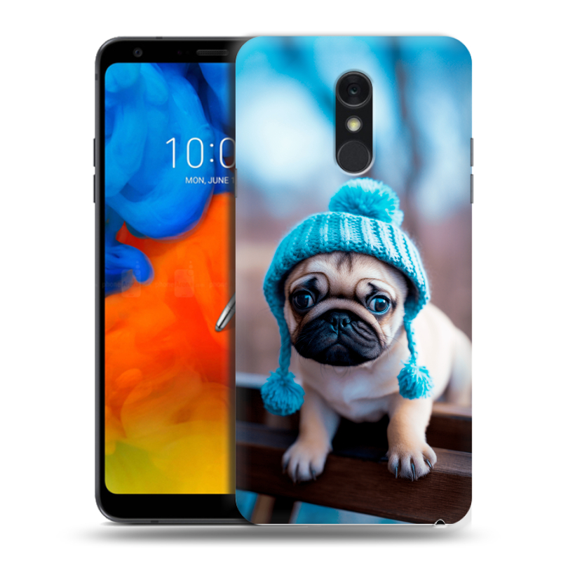 Пластиковый чехол на LG Q Stylus с принтом Мопс в шапке Пластиковый чехол на LG Q Stylus с принтом Мопс в шапке