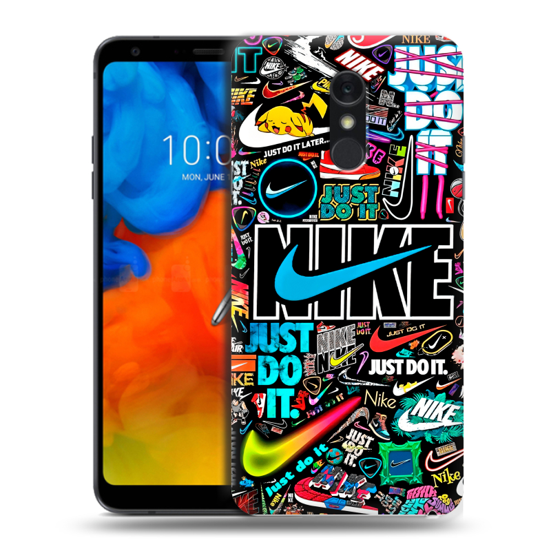 Пластиковый чехол на LG Q Stylus с принтом найк nike черный Пластиковый чехол на LG Q Stylus с принтом найк nike черный