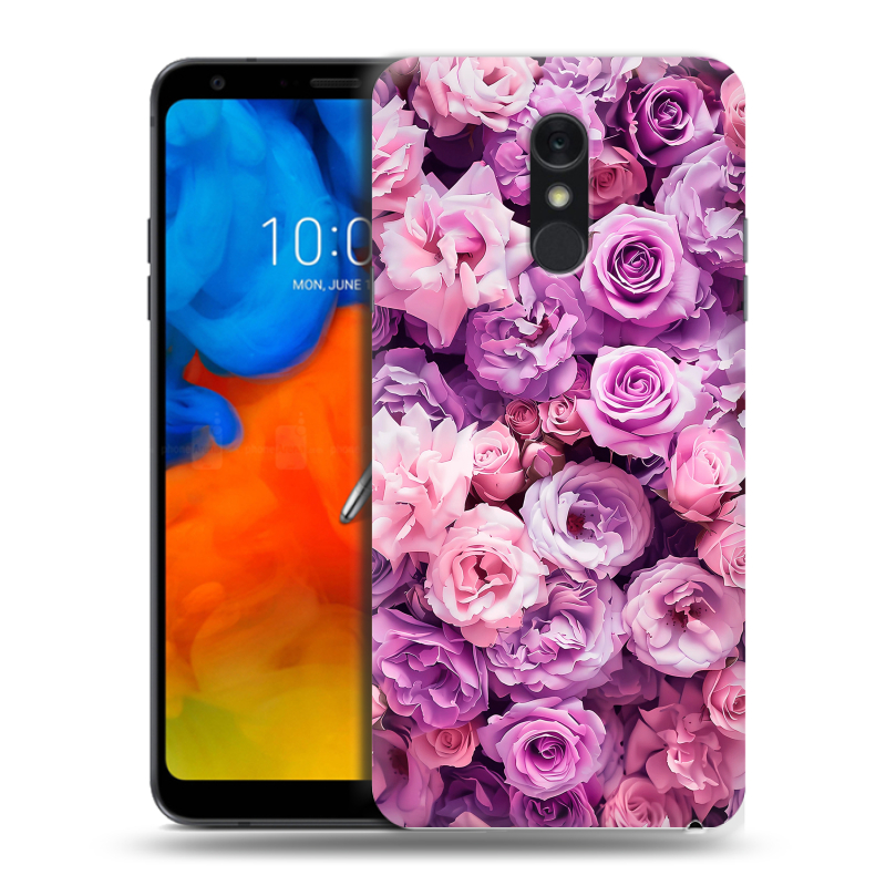 Пластиковый чехол на LG Q Stylus с принтом лавандовые розы Пластиковый чехол на LG Q Stylus с принтом лавандовые розы