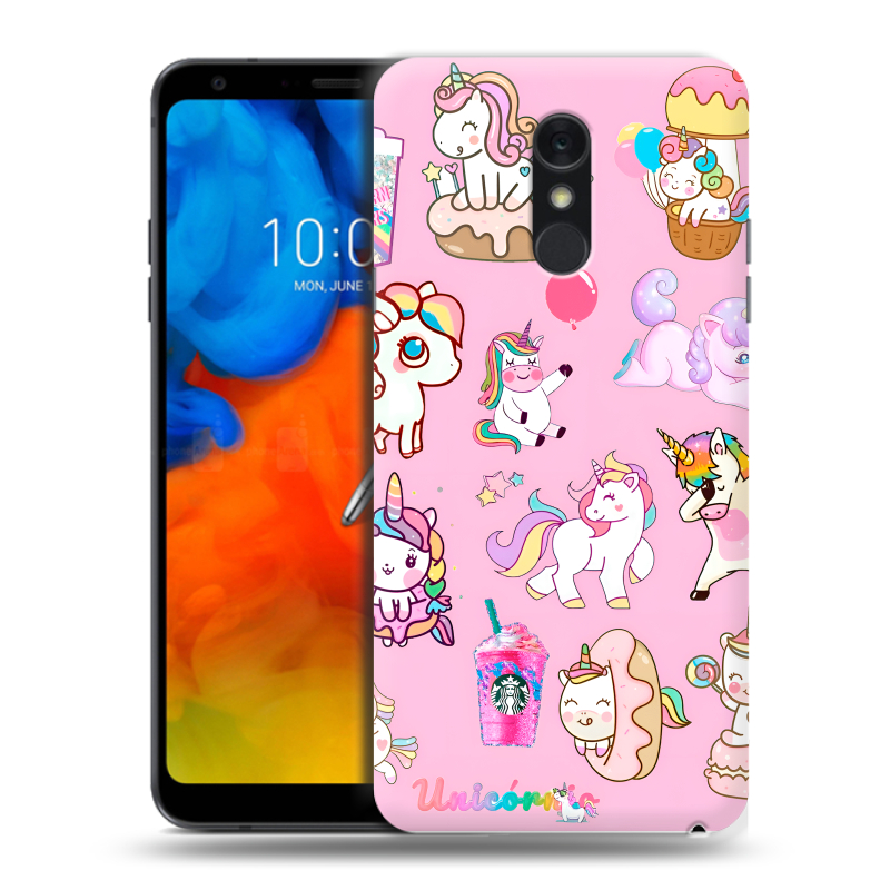Пластиковый чехол на LG Q Stylus с принтом розовые единороги Пластиковый чехол на LG Q Stylus с принтом розовые единороги