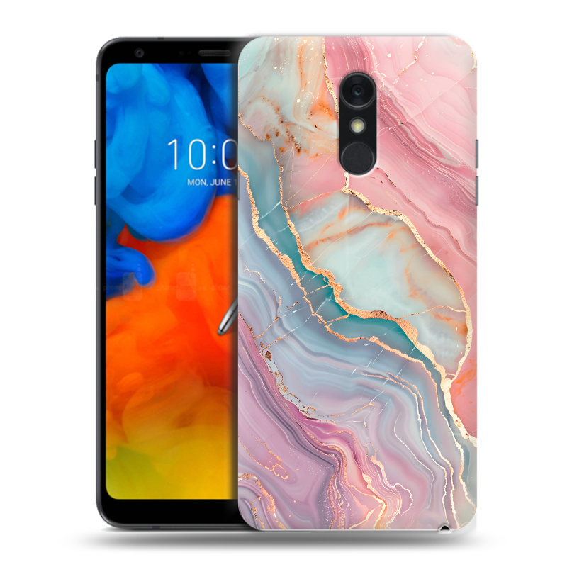 Пластиковый чехол на LG Q Stylus с принтом розовый мрамор Пластиковый чехол на LG Q Stylus с принтом розовый мрамор