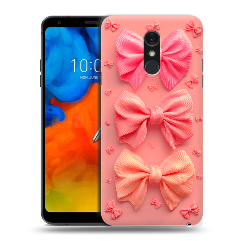 Пластиковый чехол на LG Q Stylus с принтом Розовые бантики Пластиковый чехол на LG Q Stylus с принтом Розовые бантики