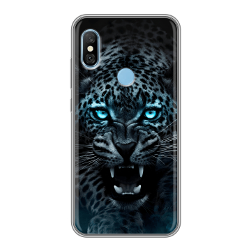 Пластиковый чехол на Xiaomi RedMi 6 Pro с принтом Темный леопард Пластиковый чехол на Xiaomi RedMi 6 Pro с принтом Темный леопард