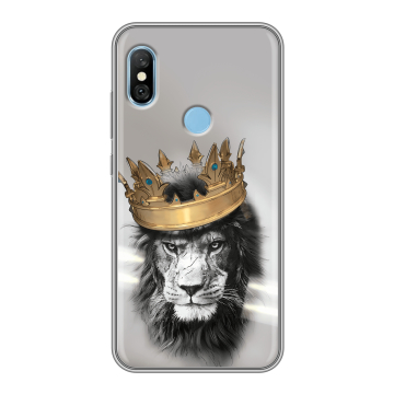 Пластиковый чехол на Xiaomi RedMi 6 Pro с принтом Лев с короной Пластиковый чехол на Xiaomi RedMi 6 Pro с принтом Лев с короной