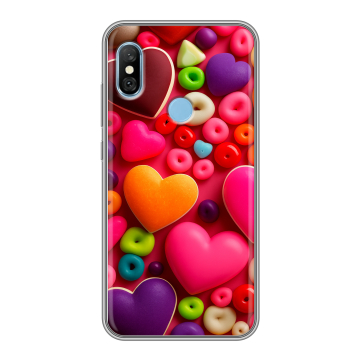 Пластиковый чехол на Xiaomi RedMi 6 Pro с принтом Сердечки Пластиковый чехол на Xiaomi RedMi 6 Pro с принтом Сердечки