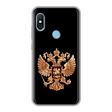 Пластиковый чехол на Xiaomi RedMi 6 Pro с принтом Герб России золотой Пластиковый чехол на Xiaomi RedMi 6 Pro с принтом Герб России золотой