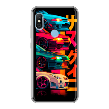 Пластиковый чехол на Xiaomi RedMi 6 Pro с принтом Гоночные машины Пластиковый чехол на Xiaomi RedMi 6 Pro с принтом Гоночные машины