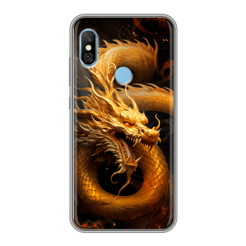 Пластиковый чехол на Xiaomi RedMi 6 Pro с принтом Золотой дракон Пластиковый чехол на Xiaomi RedMi 6 Pro с принтом Золотой дракон