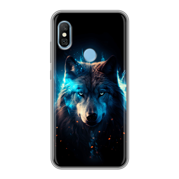 Пластиковый чехол на Xiaomi RedMi 6 Pro с принтом Волк ночной Пластиковый чехол на Xiaomi RedMi 6 Pro с принтом Волк ночной