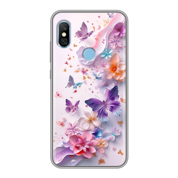 Пластиковый чехол на Xiaomi RedMi 6 Pro с принтом цветы бабочки Пластиковый чехол на Xiaomi RedMi 6 Pro с принтом цветы бабочки