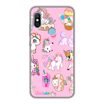 Пластиковый чехол на Xiaomi RedMi 6 Pro с принтом розовые единороги Пластиковый чехол на Xiaomi RedMi 6 Pro с принтом розовые единороги
