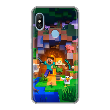 Пластиковый чехол на Xiaomi RedMi 6 Pro с принтом Майнкрафт Minecraft Пластиковый чехол на Xiaomi RedMi 6 Pro с принтом Майнкрафт Minecraft