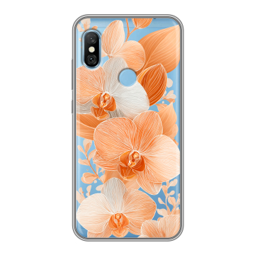 Пластиковый чехол на Xiaomi RedMi 6 Pro с принтом Бежевые цветы
