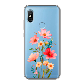 Пластиковый чехол на Xiaomi RedMi 6 Pro с принтом Цветы