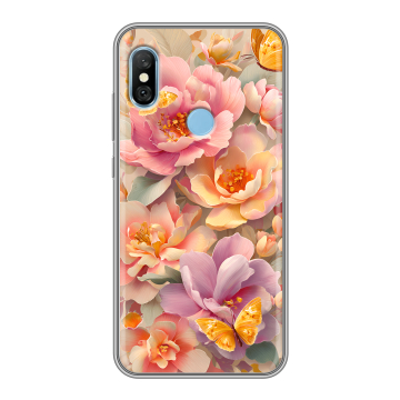 Пластиковый чехол на Xiaomi RedMi 6 Pro с принтом Цветы и бабочки