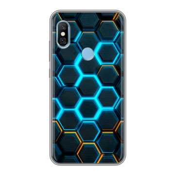 Пластиковый чехол на Xiaomi RedMi 6 Pro с принтом Неоновые соты