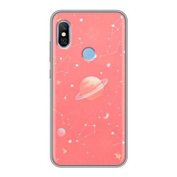Пластиковый чехол на Xiaomi RedMi 6 Pro с принтом Розовый космос