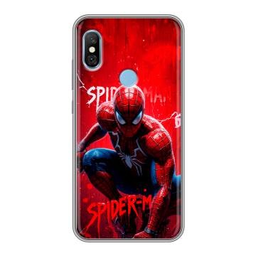 Пластиковый чехол на Xiaomi RedMi 6 Pro с принтом Spiderman Человек паук Пластиковый чехол на Xiaomi RedMi 6 Pro с принтом Spiderman Человек паук