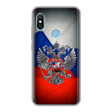 Пластиковый чехол на Xiaomi RedMi 6 Pro с принтом Флаг России Пластиковый чехол на Xiaomi RedMi 6 Pro с принтом Флаг России