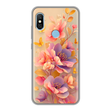 Пластиковый чехол на Xiaomi RedMi 6 Pro с принтом Цветы и бабочки