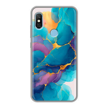 Пластиковый чехол на Xiaomi RedMi 6 Pro с принтом Мрамор блестки