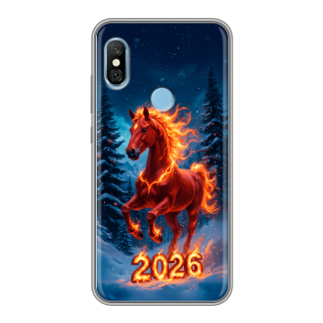 Пластиковый чехол на Xiaomi RedMi 6 Pro с принтом Новый год коня